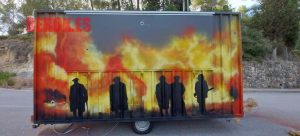 Graffiti Mural Foodtruck Fuego Siluetas 300x100000